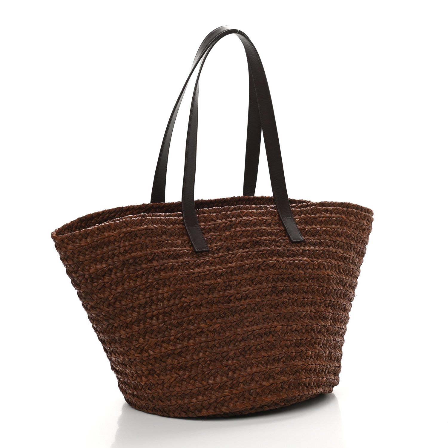Saint Laurent Raffia Calfskin Medium Panier Tote Dark Chocolate 3 of 11