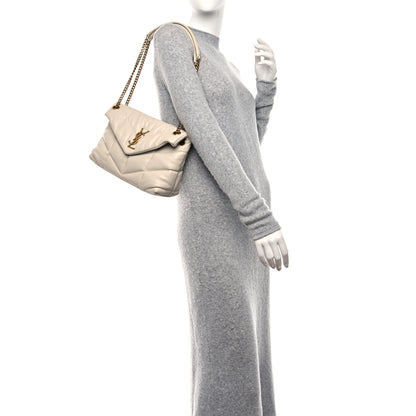 Saint Laurent Lambskin Quilted Small Loulou Puffer Monogram Chain Satchel Crema Soft 2 of 12