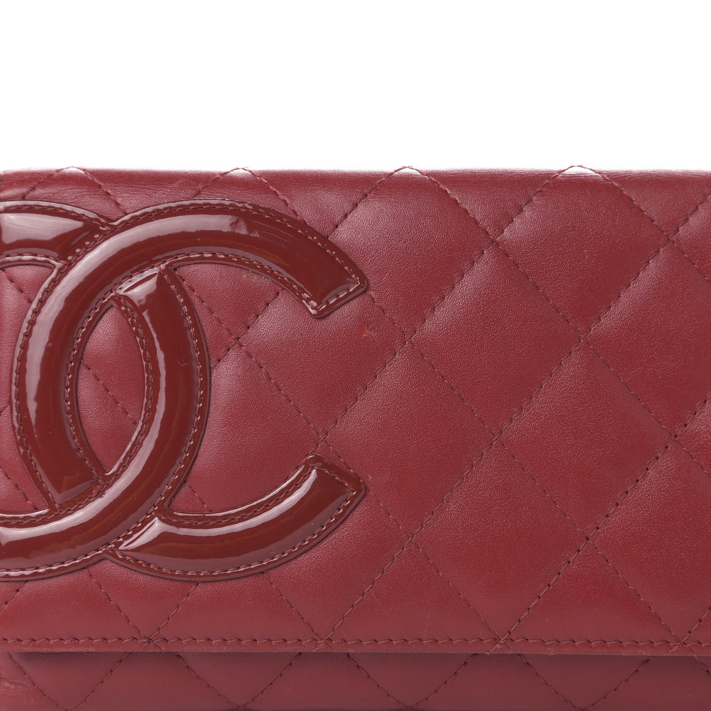 Calfskin Quilted Cambon Long Double Wallet Red