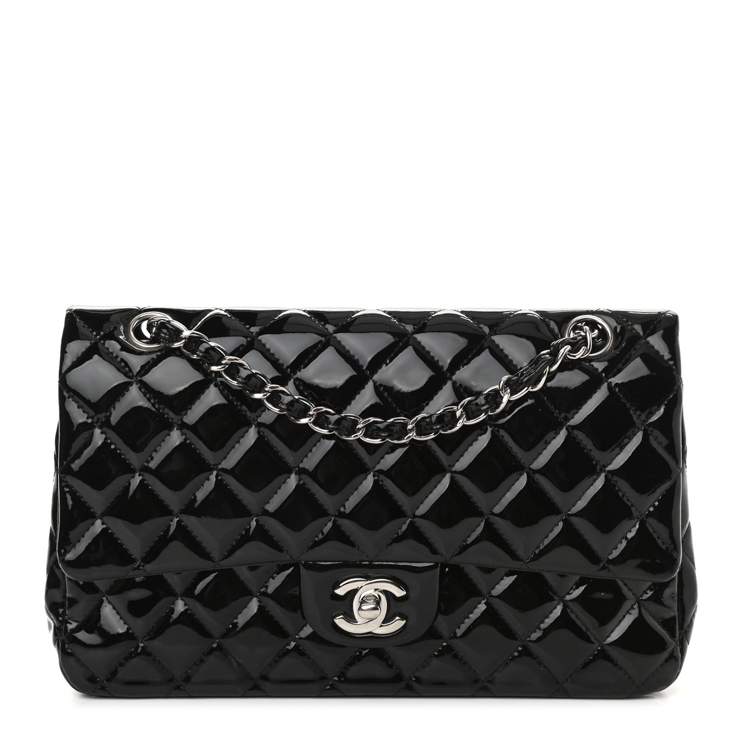 Chanel Patent Quilted Medium Double Flap Black 1 of 17