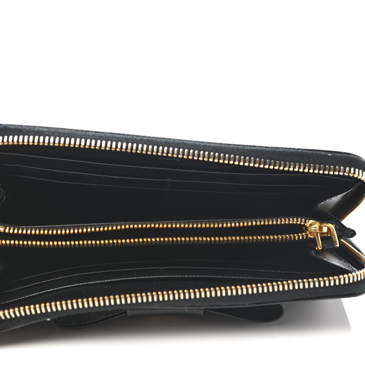 Prada Saffiano Fiocco Bow Zip Around Wallet Black 5 of 8