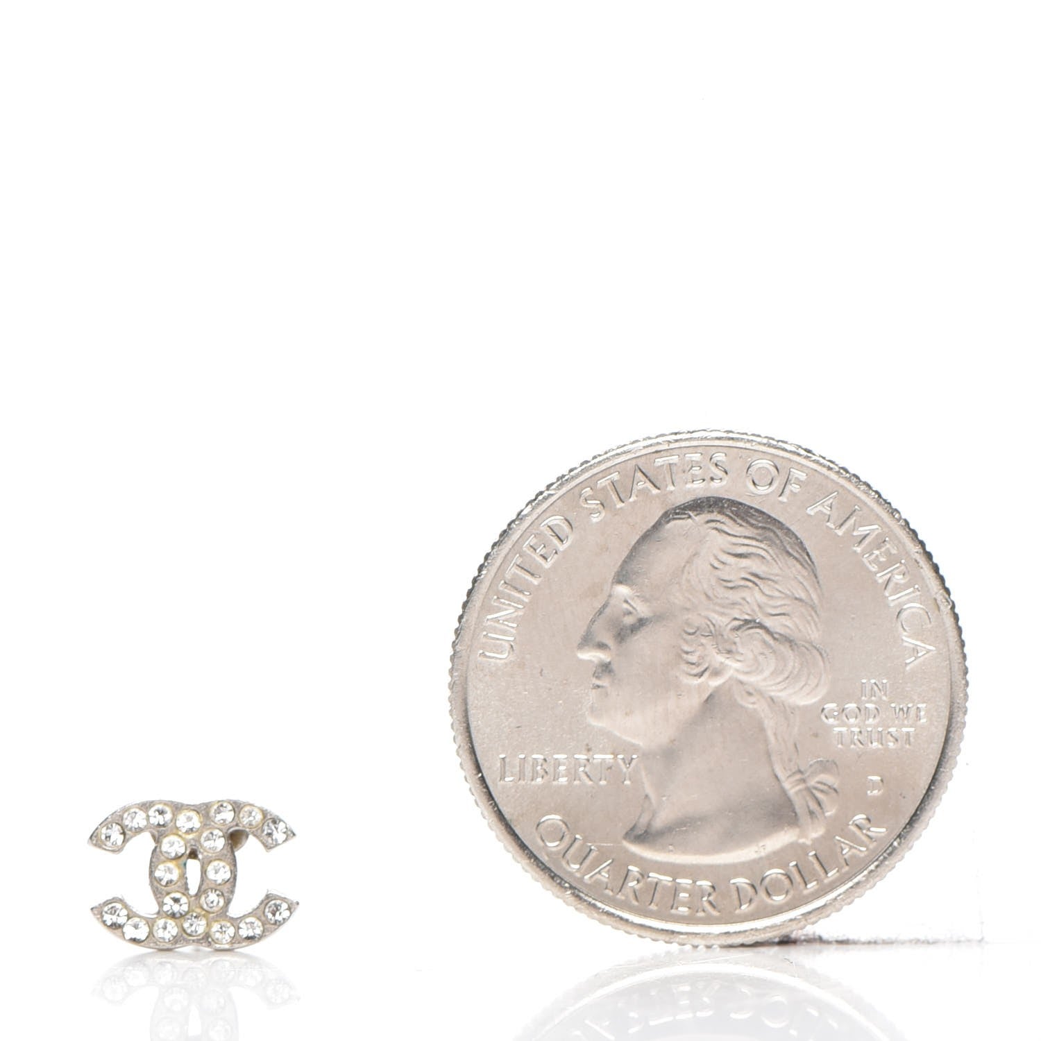 Chanel Crystal Timeless CC Earrings Silver 2 of 6