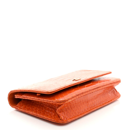 Chanel Snakeskin Wallet On Chain WOC Orange 4 of 11