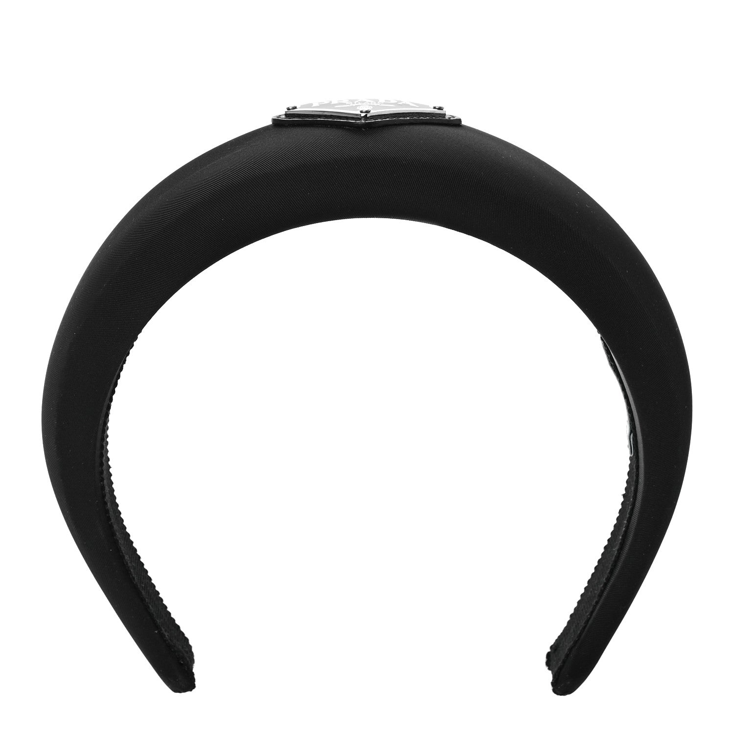 Prada Re-Nylon Metal Triangle Logo Headband Black 1 of 8