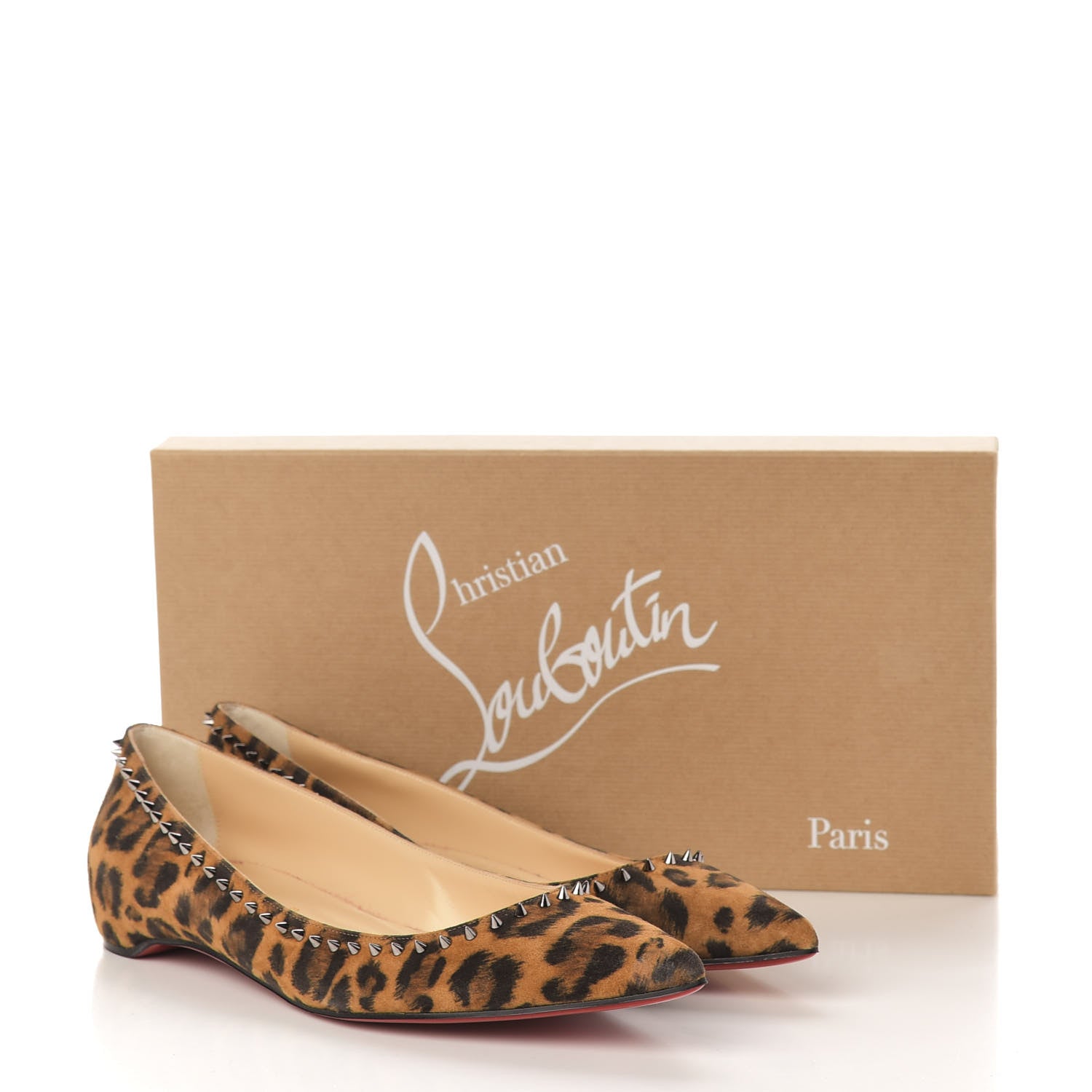 Christian Louboutin Veau Velours Anjalina Flats 40 Leo Gun Metal 8 of 8