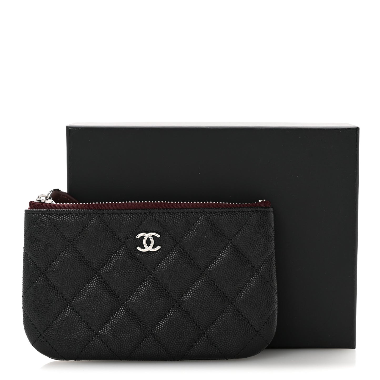 Caviar Quilted Small Cosmetic Case Black