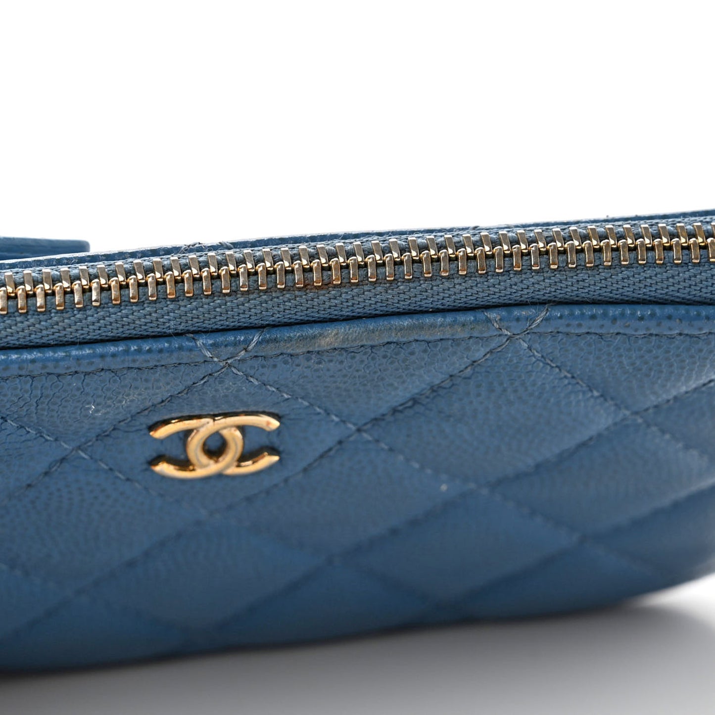 Caviar Quilted Small Cosmetic Case Blue