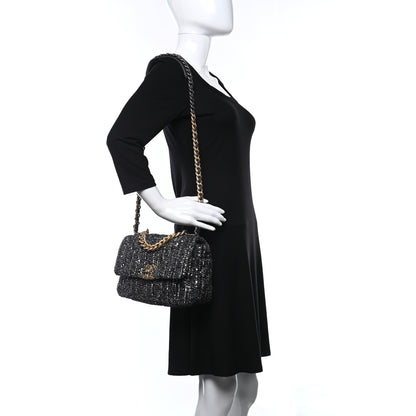 Chanel Sequin Quilted Medium Chanel 19 Flap Black Silver 2 of 9
