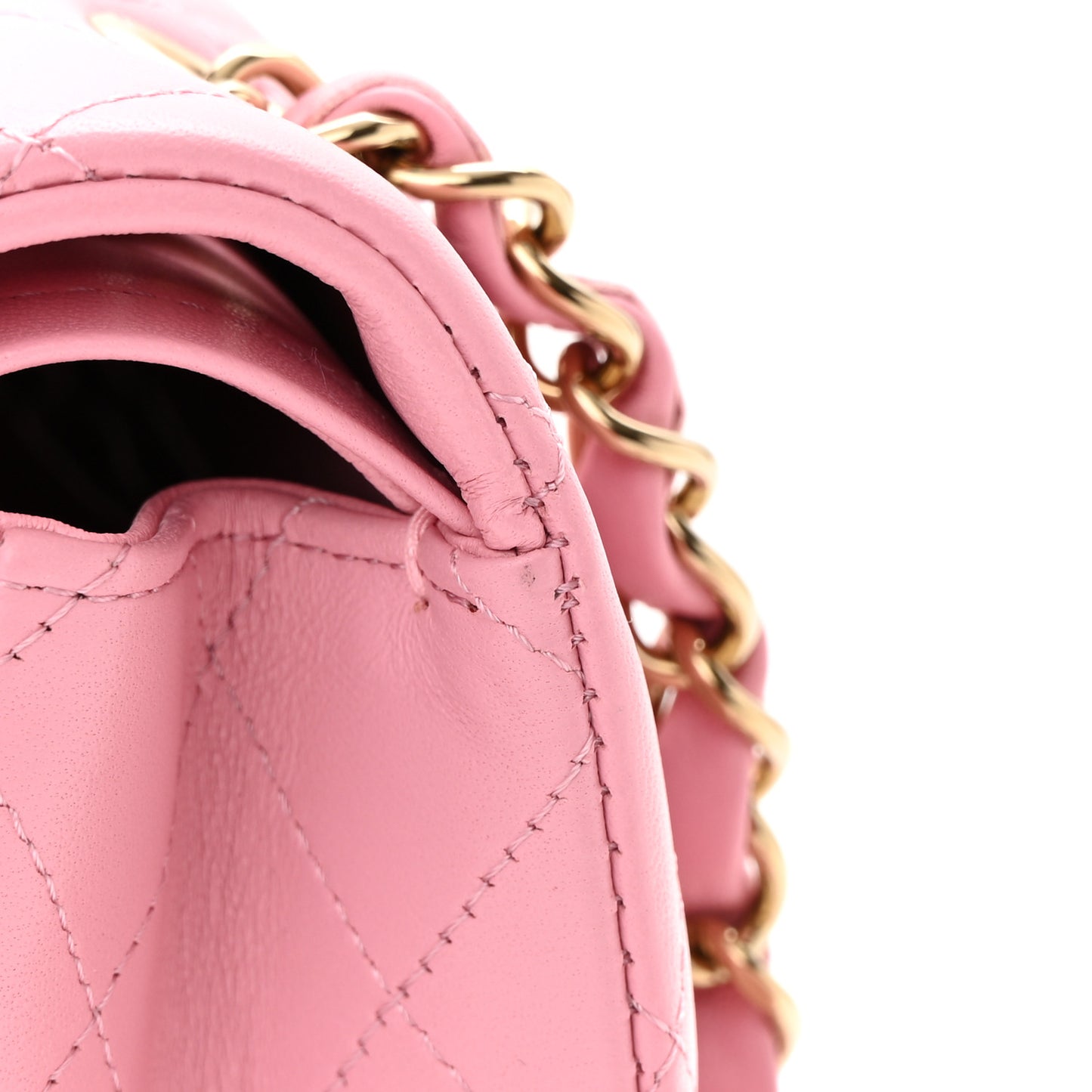 Lambskin Quilted Small Double Flap Pink