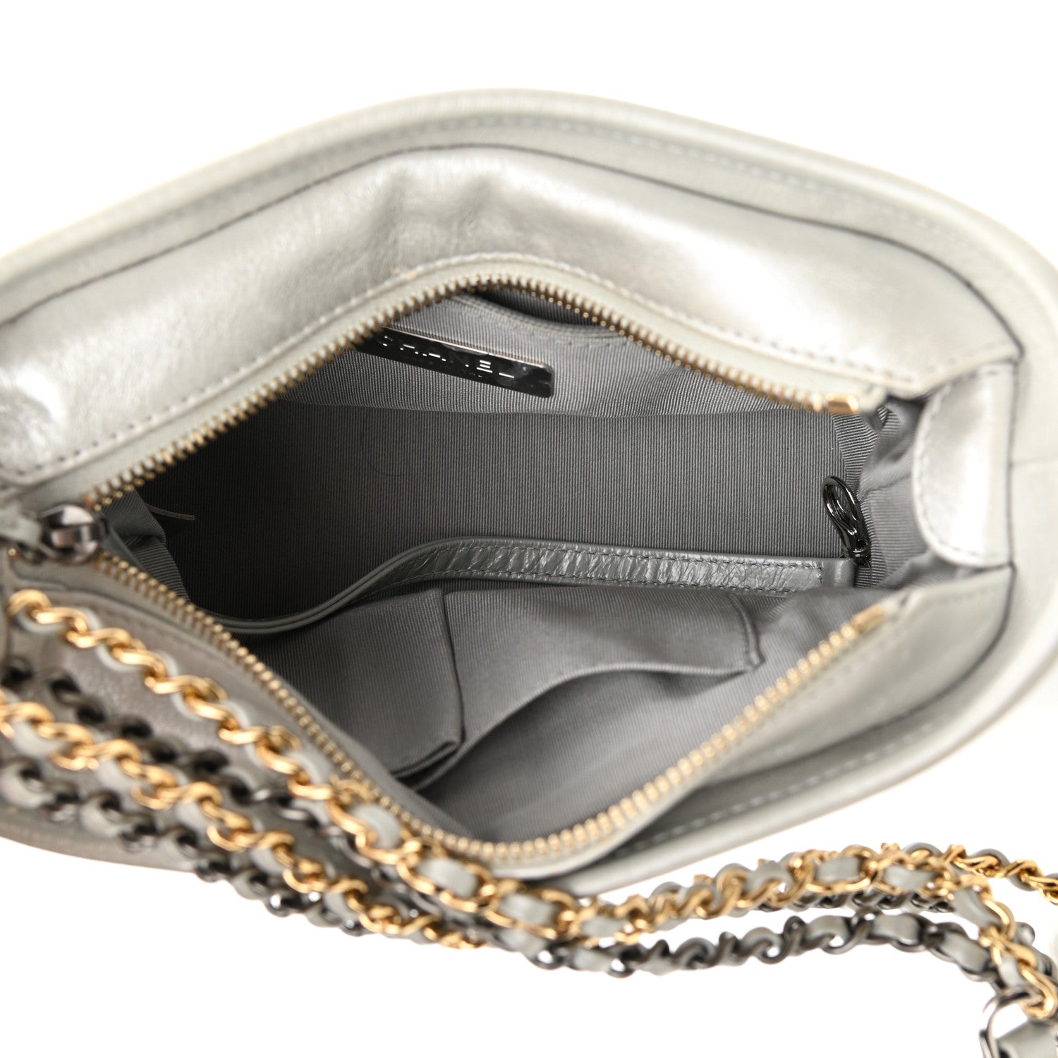Chanel Metallic Aged Calfskin Quilted Small Gabrielle Hobo Silver 5 of 12