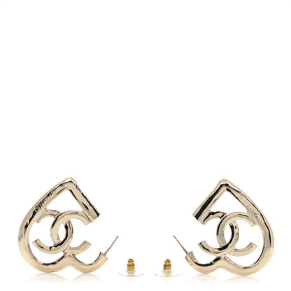 Chanel Metal CC Heart Coco In Love Hoop Earrings Gold 3 of 6