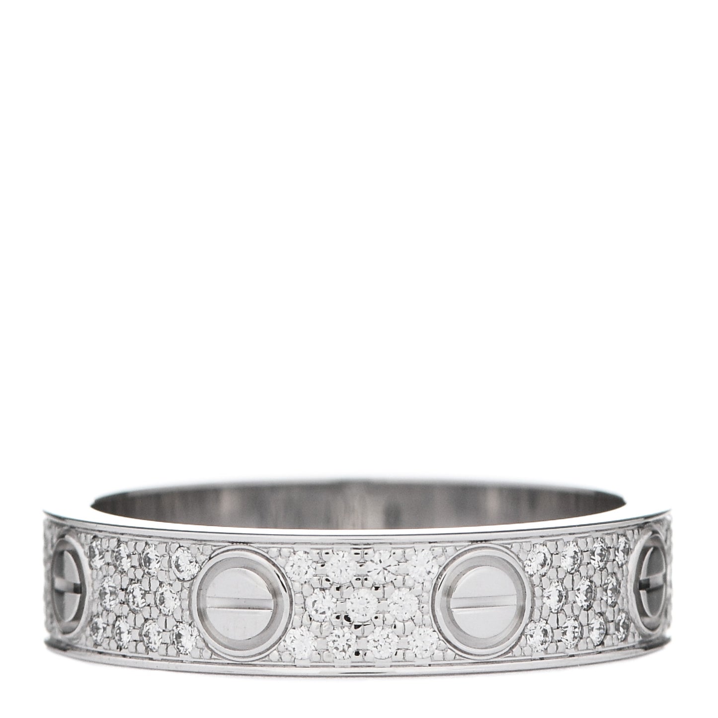 18K White Gold Diamond 4mm LOVE Wedding Paved Band Ring 47/4