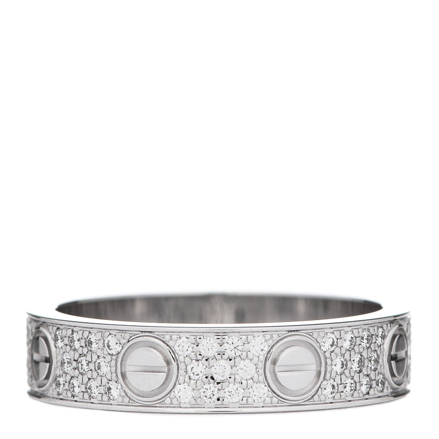 Cartier 18K White Gold Diamond 4mm LOVE Wedding Paved Band Ring 47/4 3 of 4