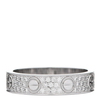 Cartier 18K White Gold Diamond 4mm LOVE Wedding Paved Band Ring 47/4 3 of 4