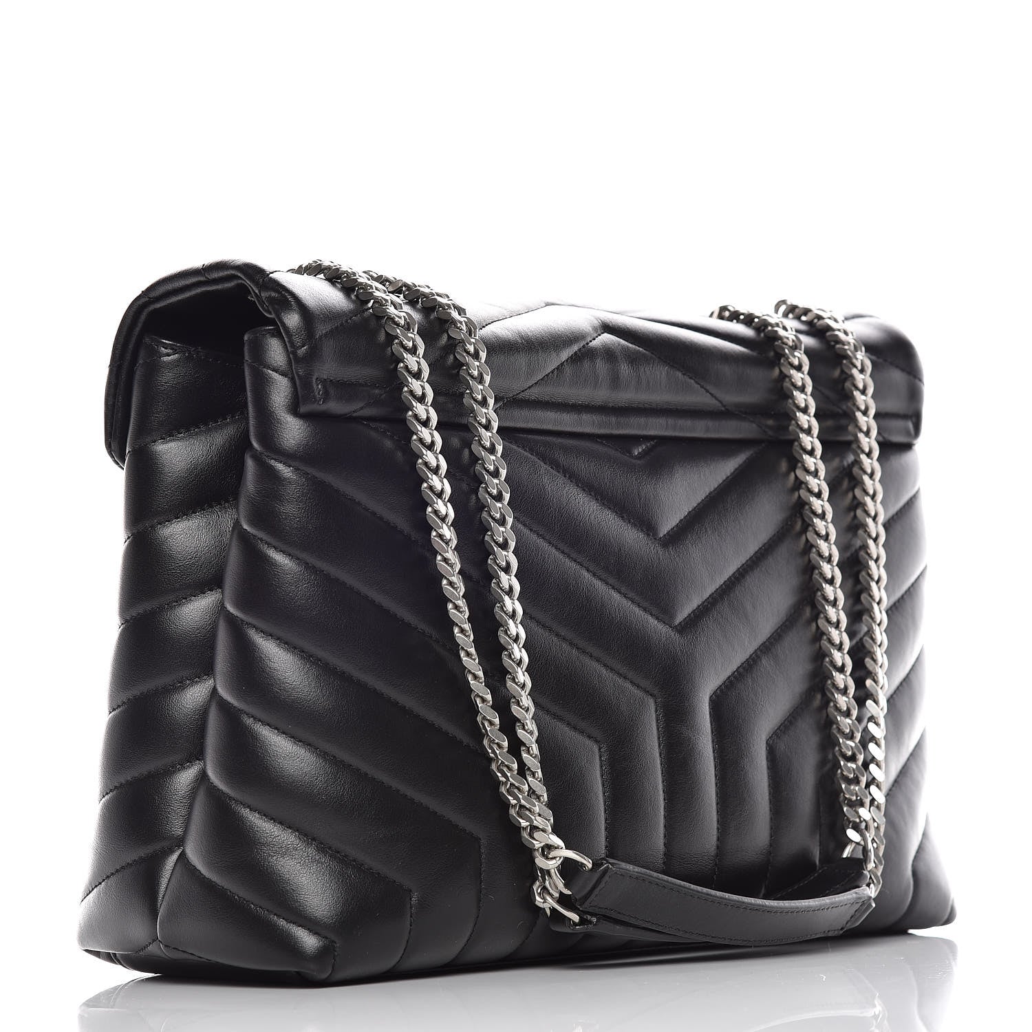 Saint Laurent Calfskin Y Quilted Monogram Medium Loulou Chain Satchel Black 3 of 12