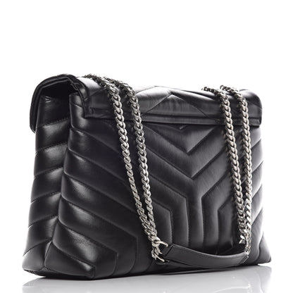Saint Laurent Calfskin Y Quilted Monogram Medium Loulou Chain Satchel Black 3 of 12