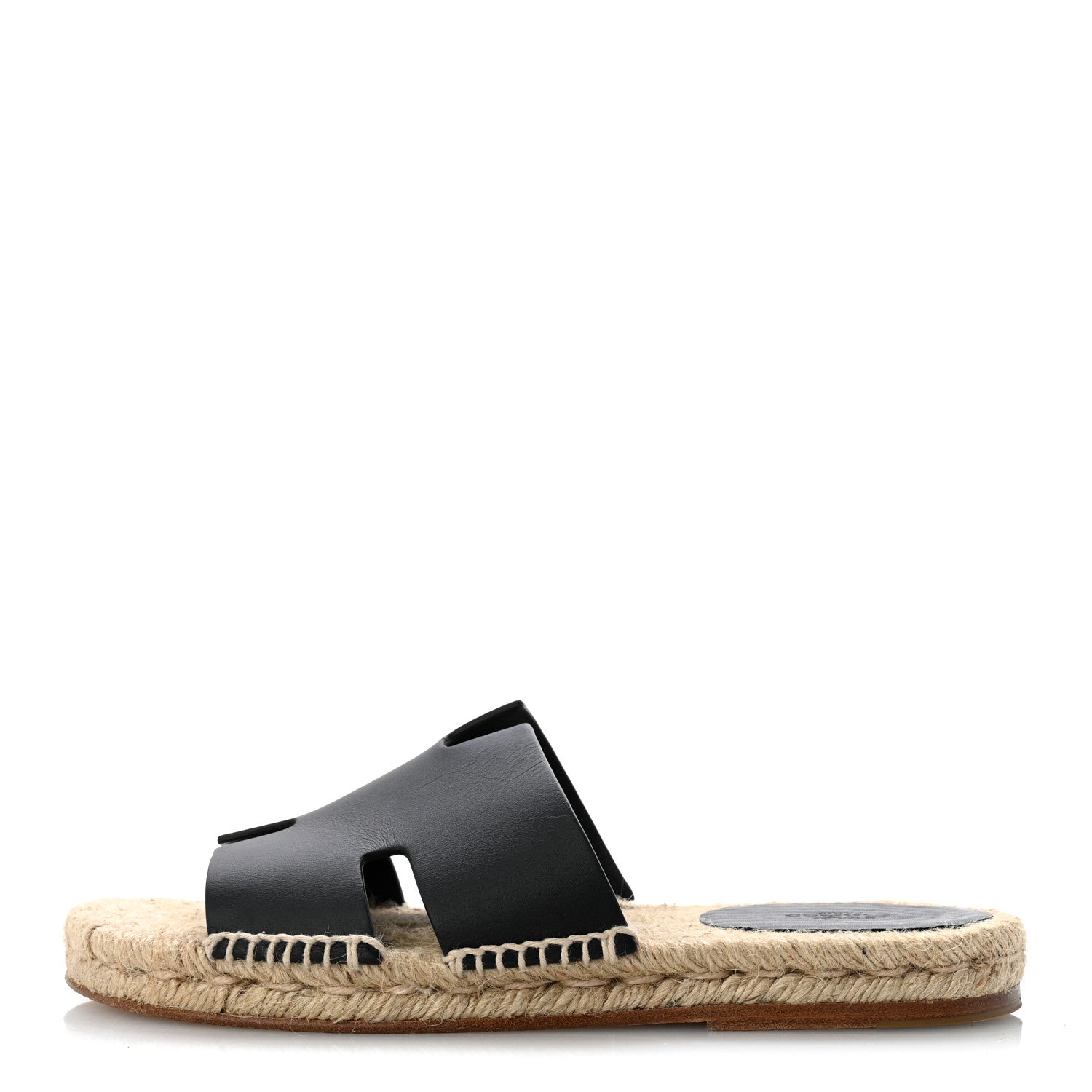 Hermes Calfskin Mens Antigua Espadrille Sandals 39 Black 1 of 11