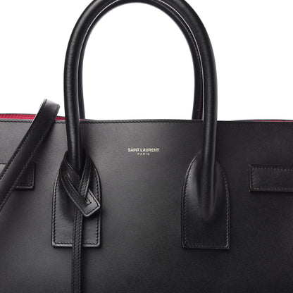 Saint Laurent Calfskin Small Sac De Jour Black Fuchsia 9 of 9