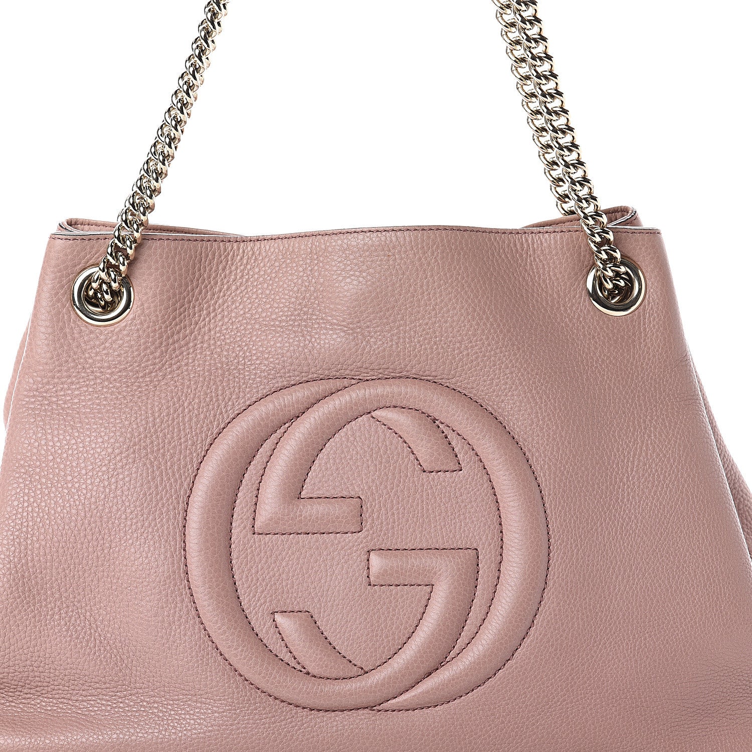Gucci Pebbled Calfskin Medium Soho Chain Shoulder Bag Dark Cipria 6 of 8