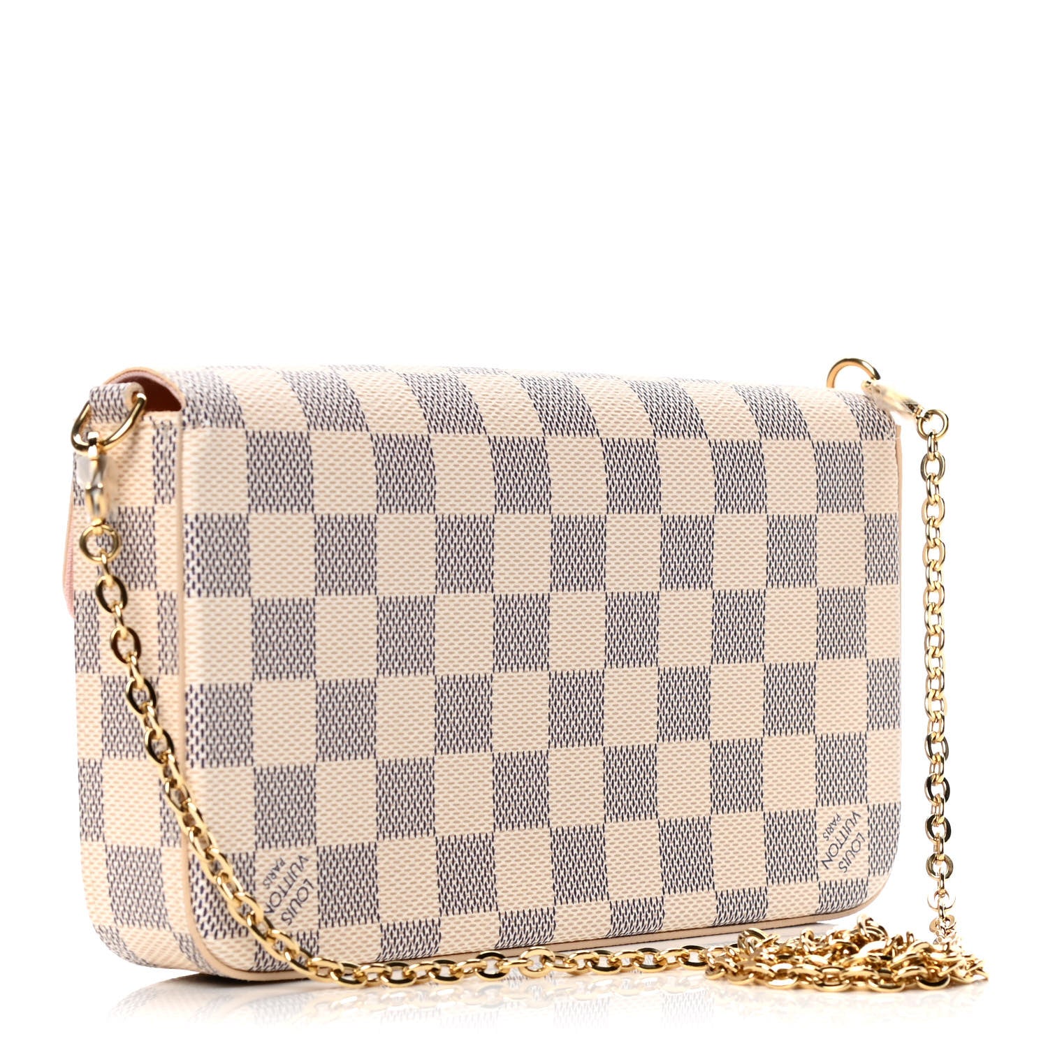 Louis Vuitton Damier Azur Pochette Felicie Chain Wallet Rose Ballerine 7 of 10