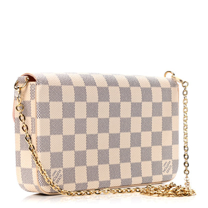 Louis Vuitton Damier Azur Pochette Felicie Chain Wallet Rose Ballerine 7 of 10