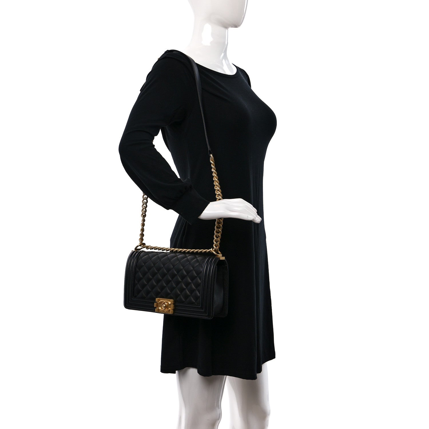 Chanel Caviar Quilted Medium Boy Flap Black 2 of 9