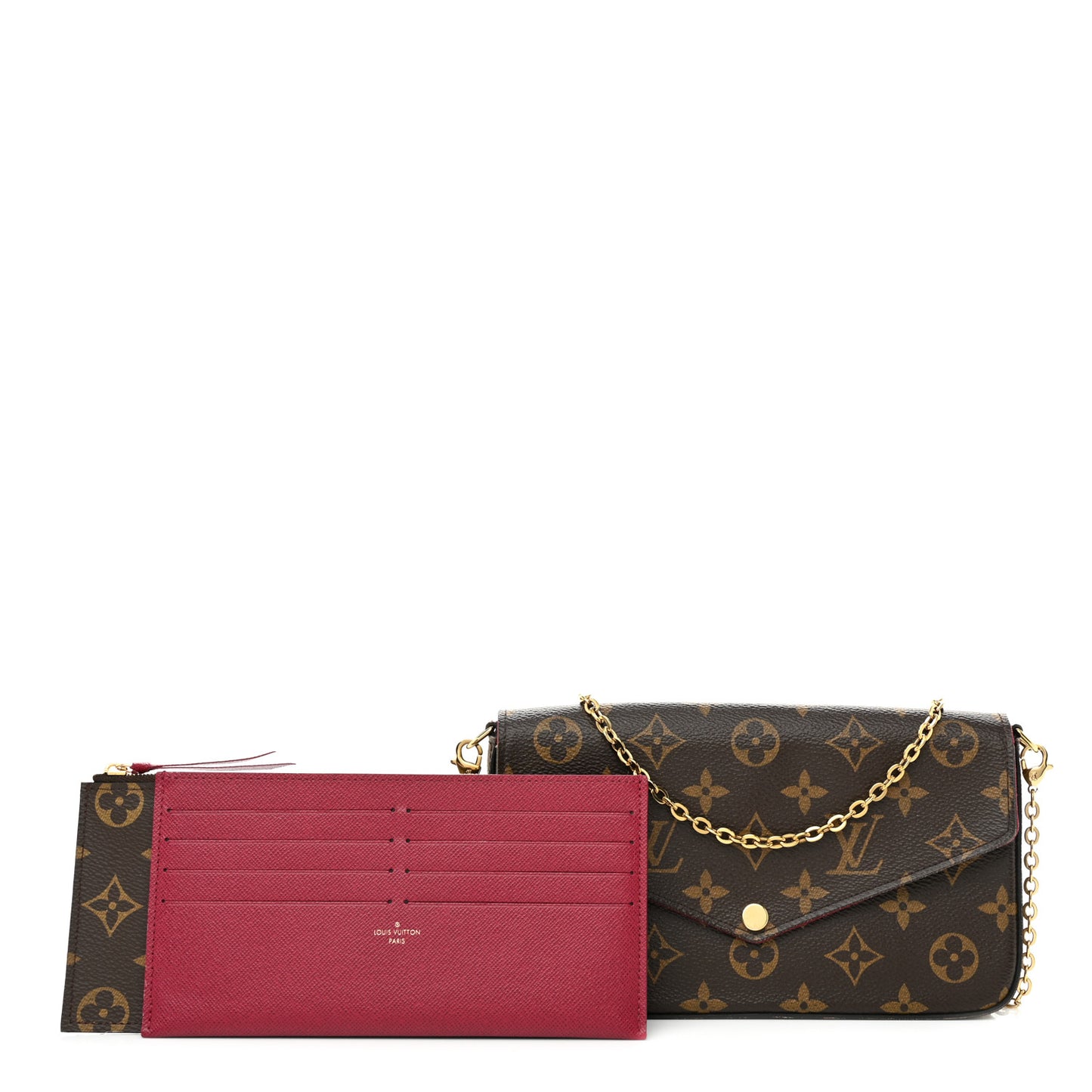 Monogram Pochette Felicie Chain Wallet Fuchsia