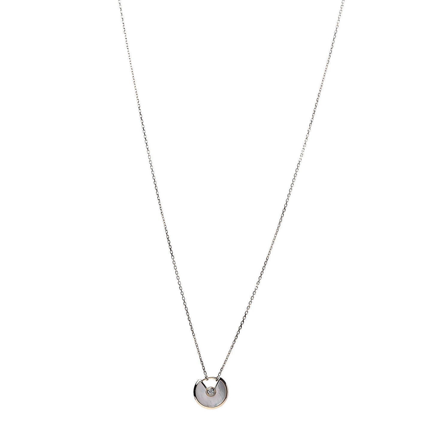 18K Yellow Gold Diamond Mother of Pearl XS Amulette de Cartier Pendant Necklace