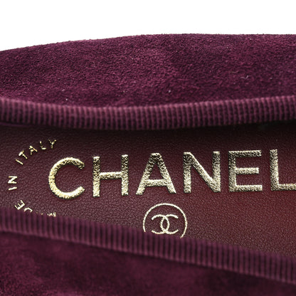 Chanel Suede Calfskin Patent Cap Toe CC Ballerina Flats 36 Burgundy 9 of 11