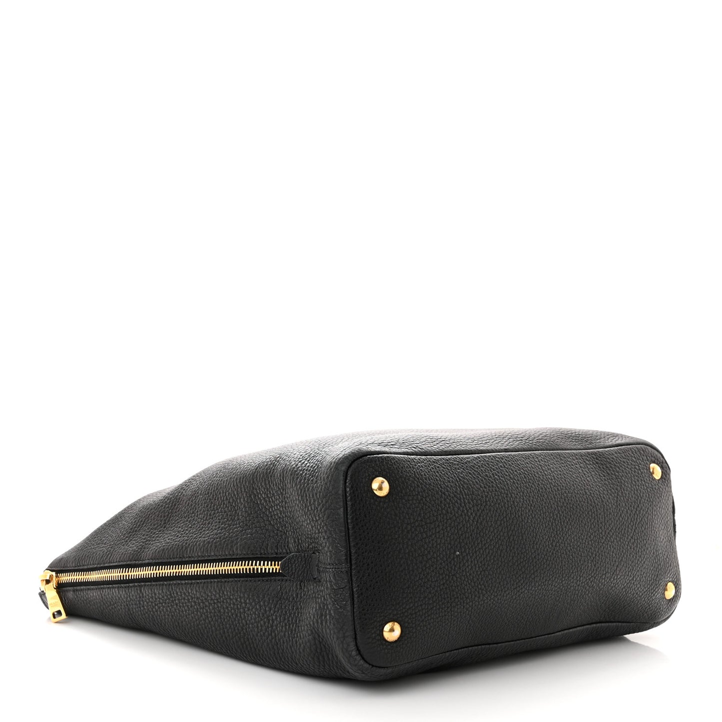 Vitello Daino Side Zip Tote Black