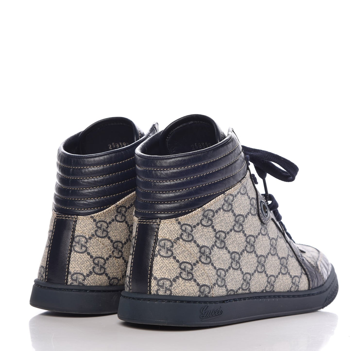 GG Plus Monogram Crocodile Embossed Coda Sneakers 39.5 Blue