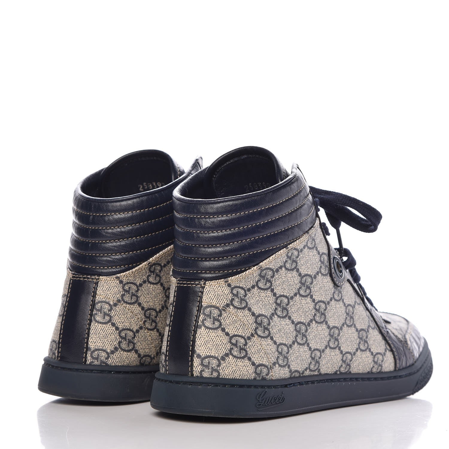 Gucci GG Plus Monogram Crocodile Embossed Coda Sneakers 39.5 Blue 4 of 12