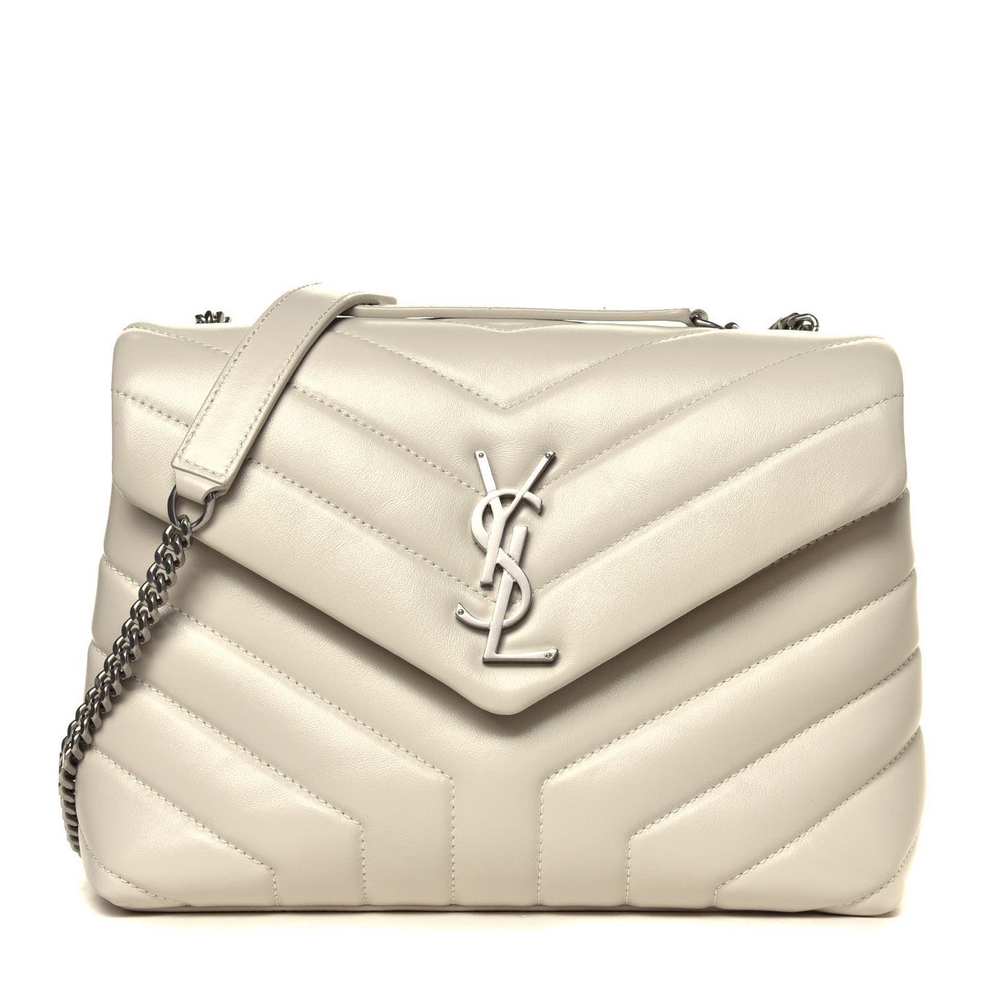 Calfskin Y Quilted Monogram Small Loulou Chain Satchel Crema Soft