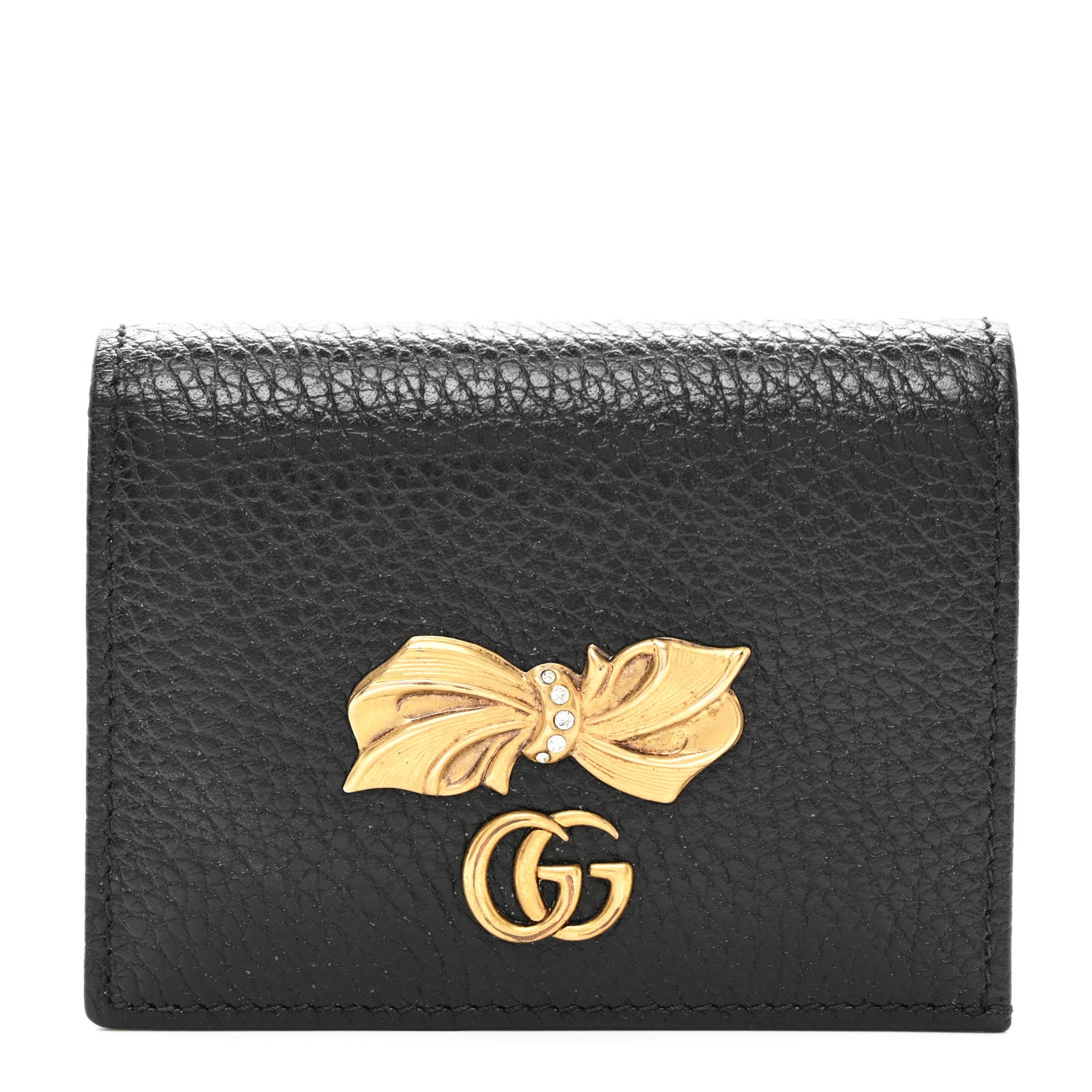 Gucci Calfskin GG Marmont Bow Card Case Black 1 of 7