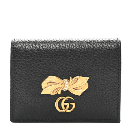 Gucci Calfskin GG Marmont Bow Card Case Black 1 of 7