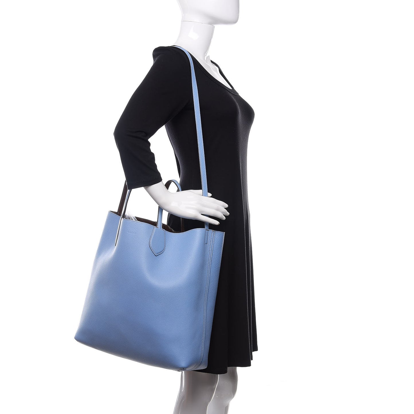 Cellarius Calfskin Bi-Color Medium Ramble Reversible Tote Nut Brown Mineral Blue