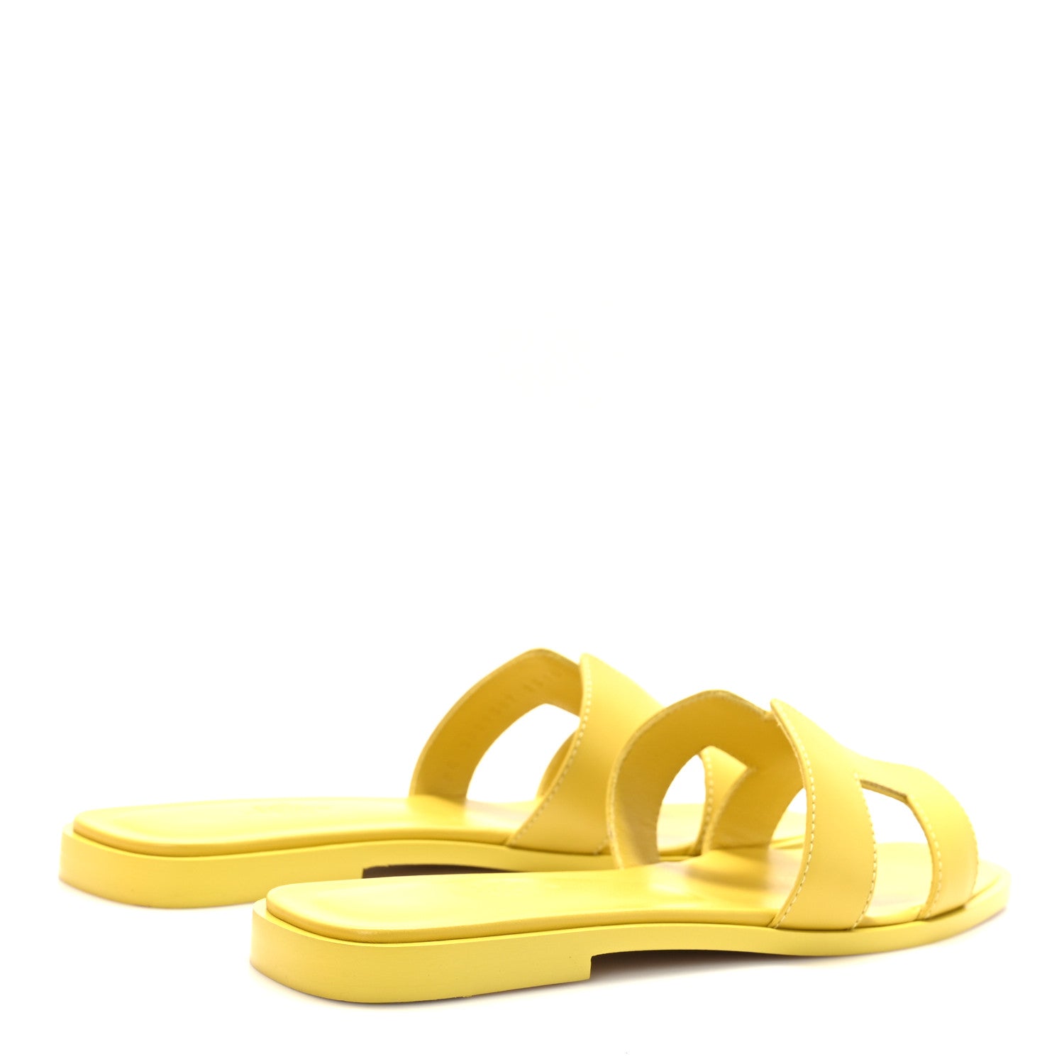 Hermes Box Calfskin Oran Sandals 37 Jaune Citron 4 of 10