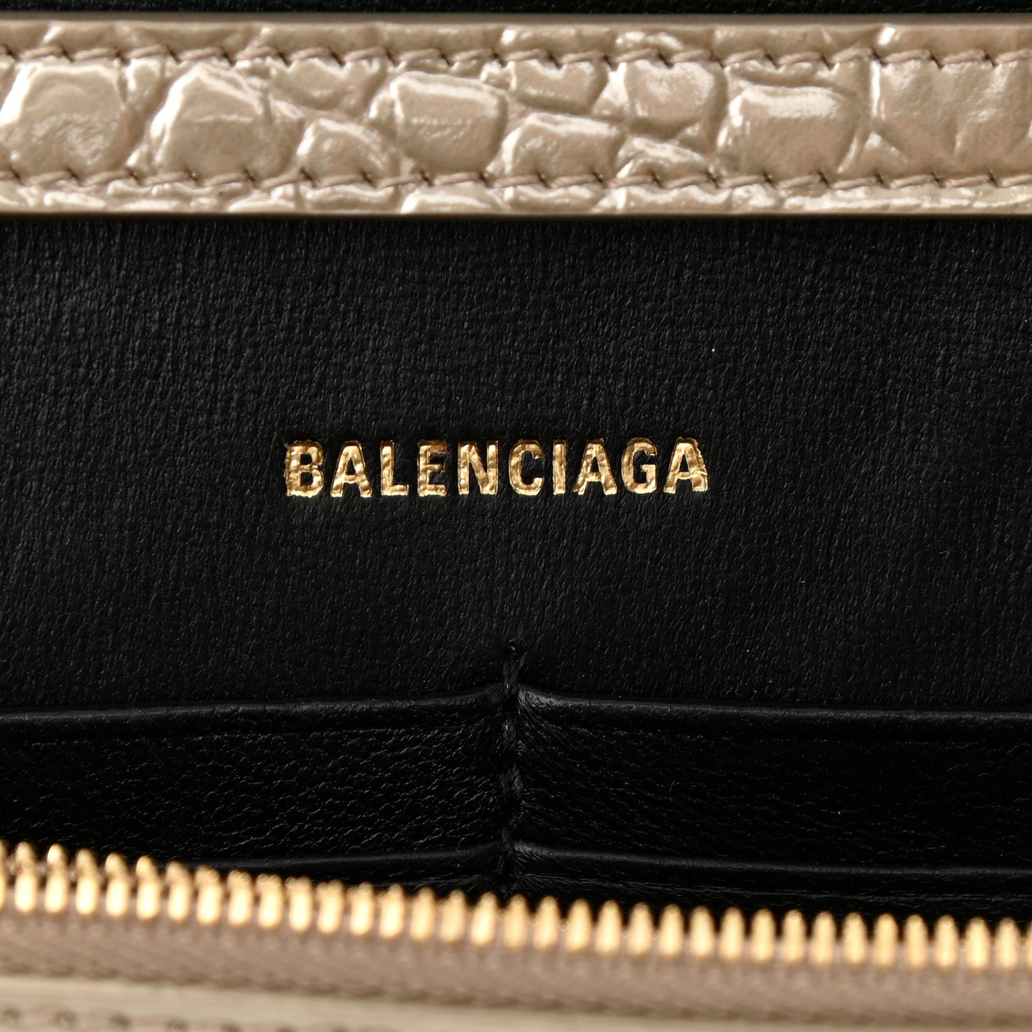 Shiny Calfskin Crocodile Embossed Hourglass Chain Bag Light Gold