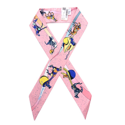 Hermes Silk Space Derby Twilly Rose Bleu Jaune 1 of 3