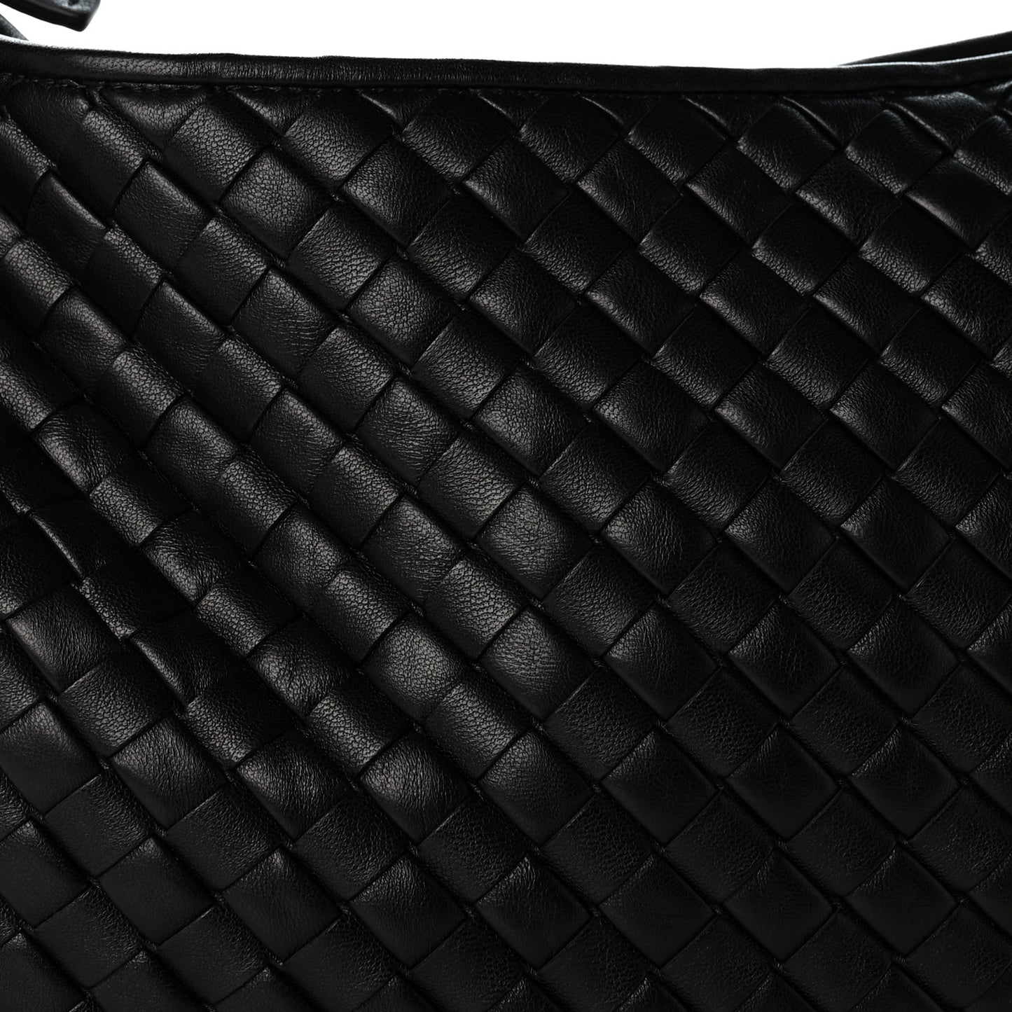 Supple Nappa Intrecciato Padded Medium Veneta Hobo Black