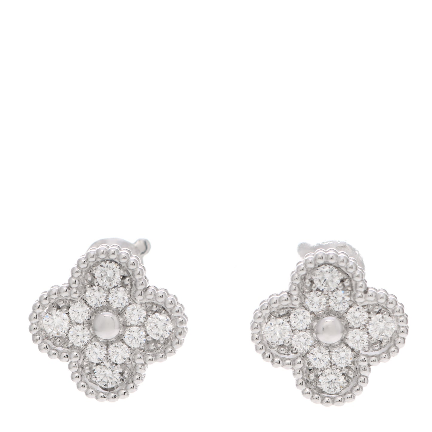 18K White Gold Diamond Sweet Alhambra Earrings