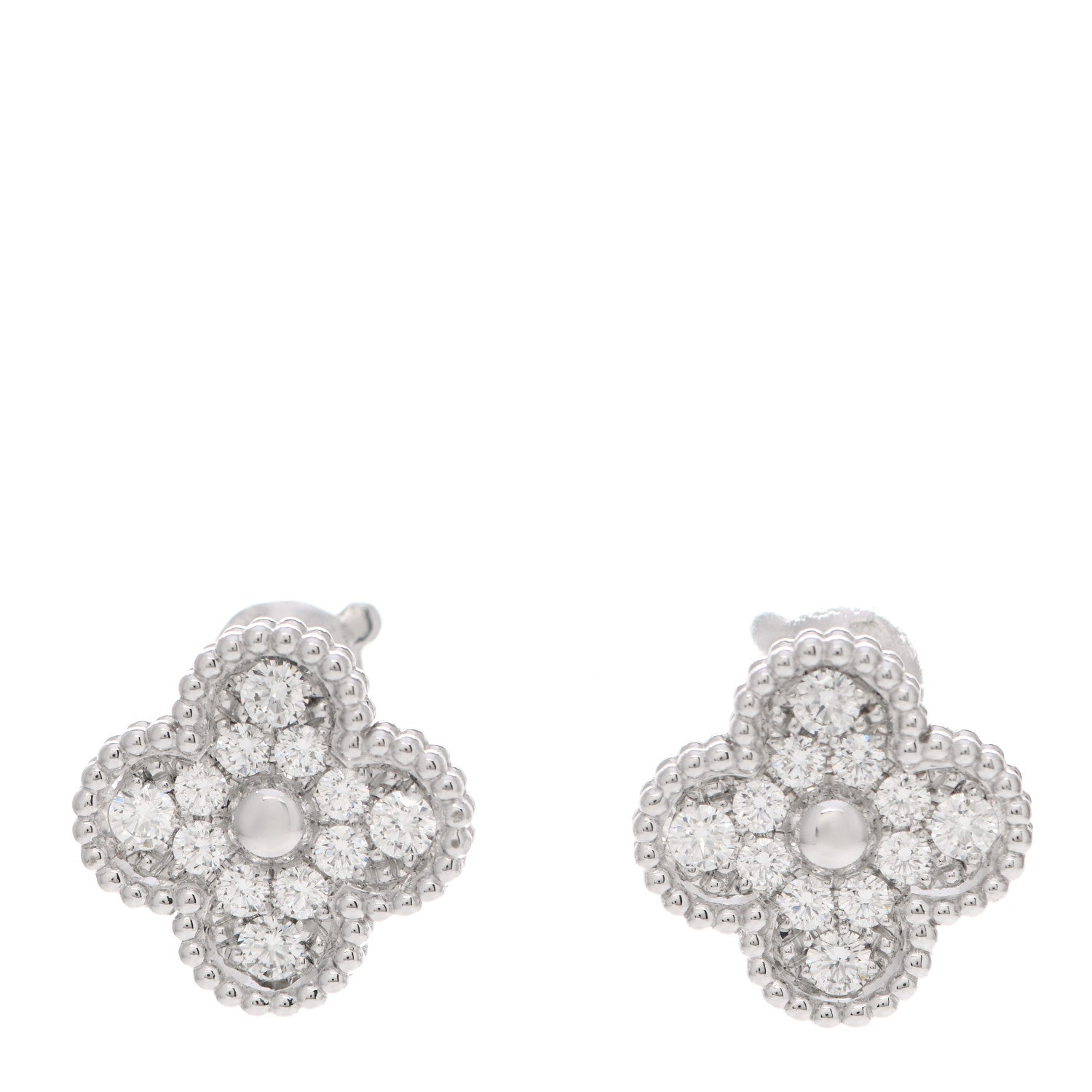 Van Cleef & Arpels 18K White Gold Diamond Sweet Alhambra Earrings 1 of 4