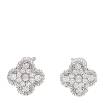 Van Cleef & Arpels 18K White Gold Diamond Sweet Alhambra Earrings 1 of 4