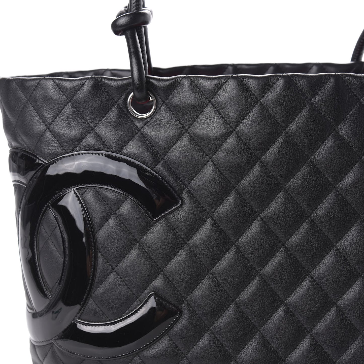 Calfskin Quilted Large Cambon Tote Black
