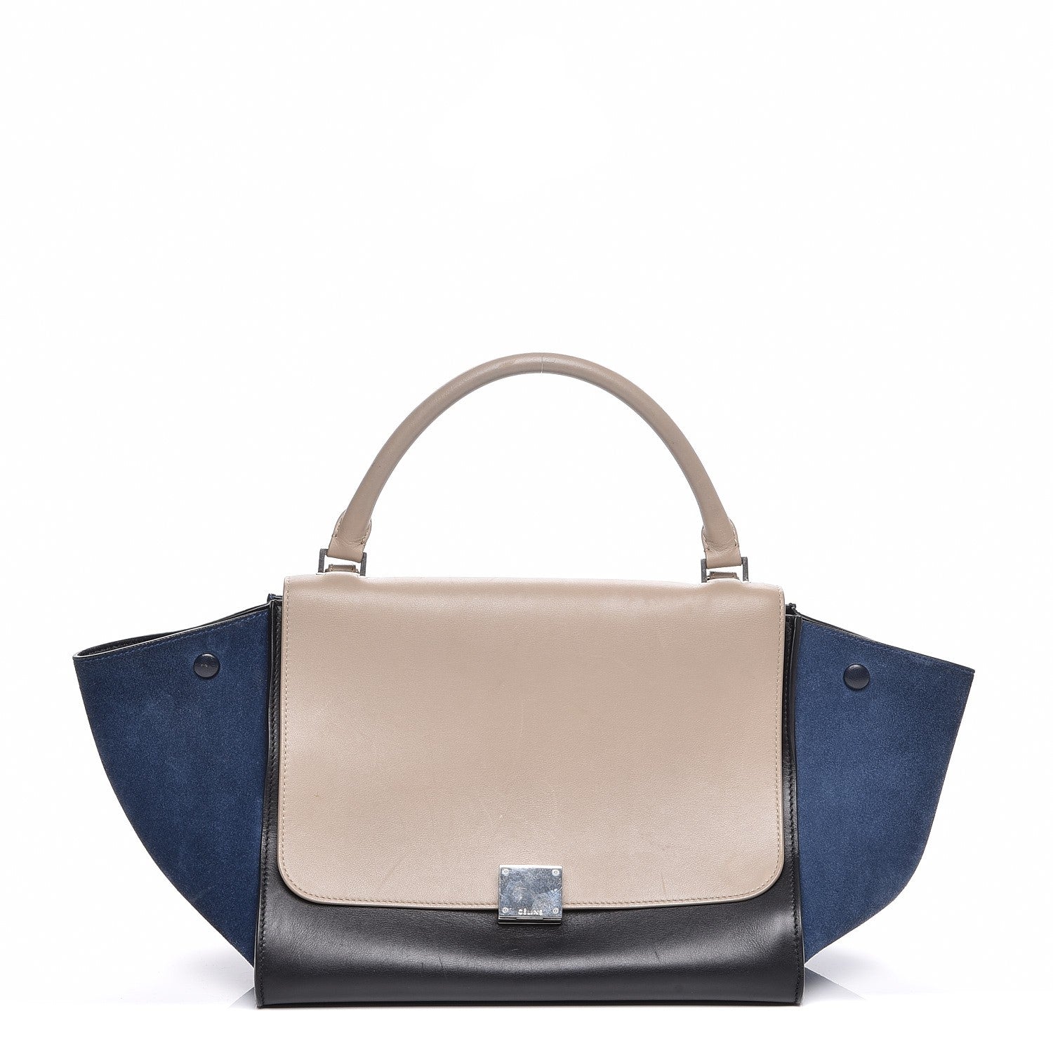 Celine Calfskin Suede Medium Trapeze Tri-Color Sand 1 of 7