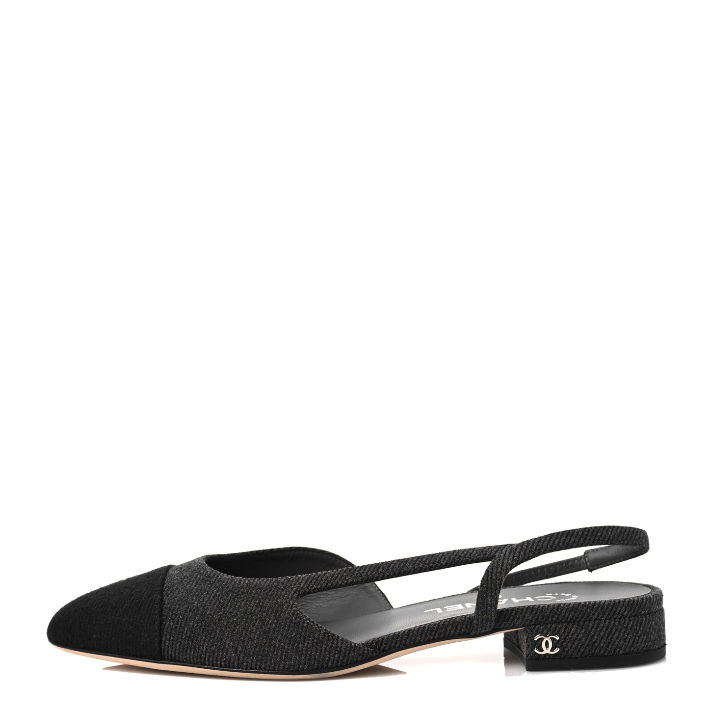 Grosgrain Cap Toe CC Slingback Flats 38.5 Black
