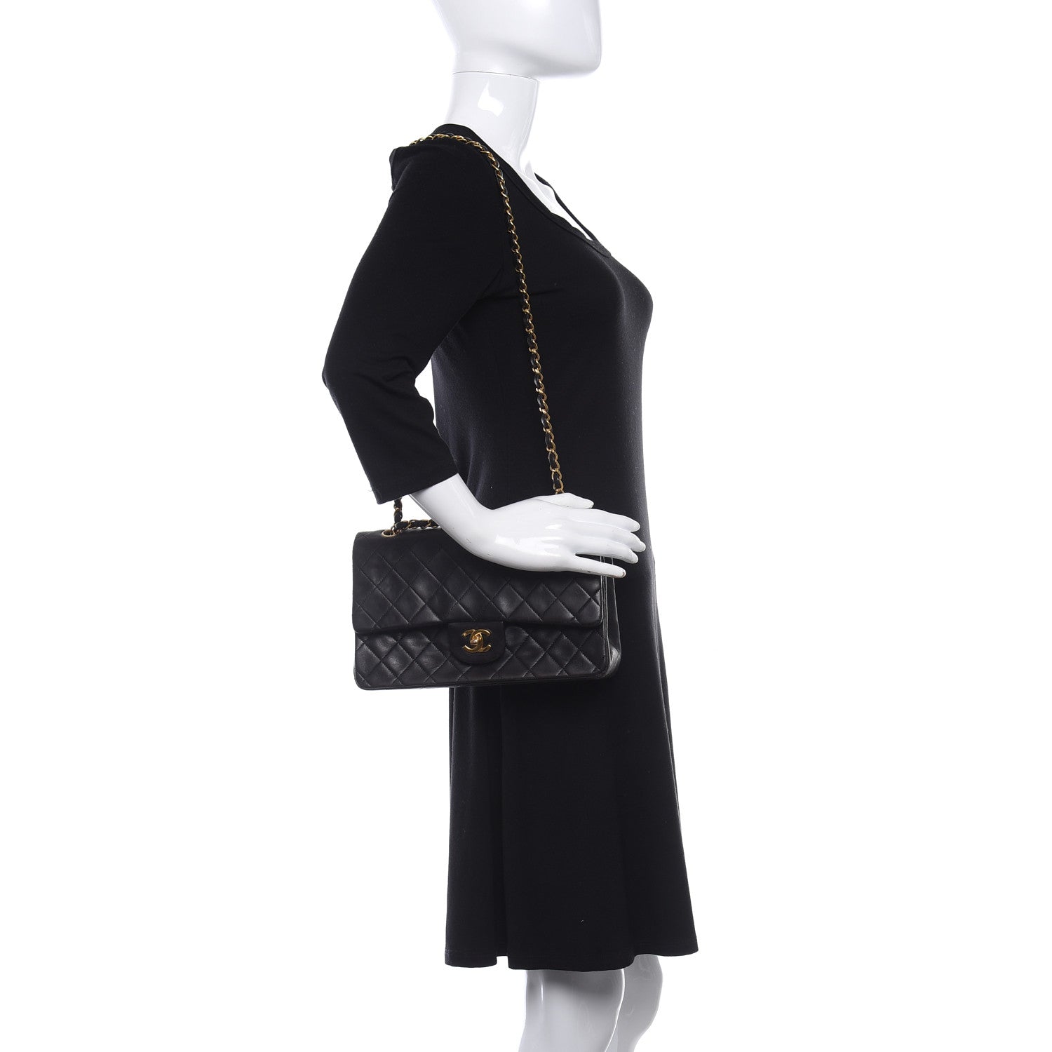 Chanel Lambskin Quilted Medium Double Flap Black 2 of 10