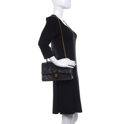 Chanel Lambskin Quilted Medium Double Flap Black 2 of 10