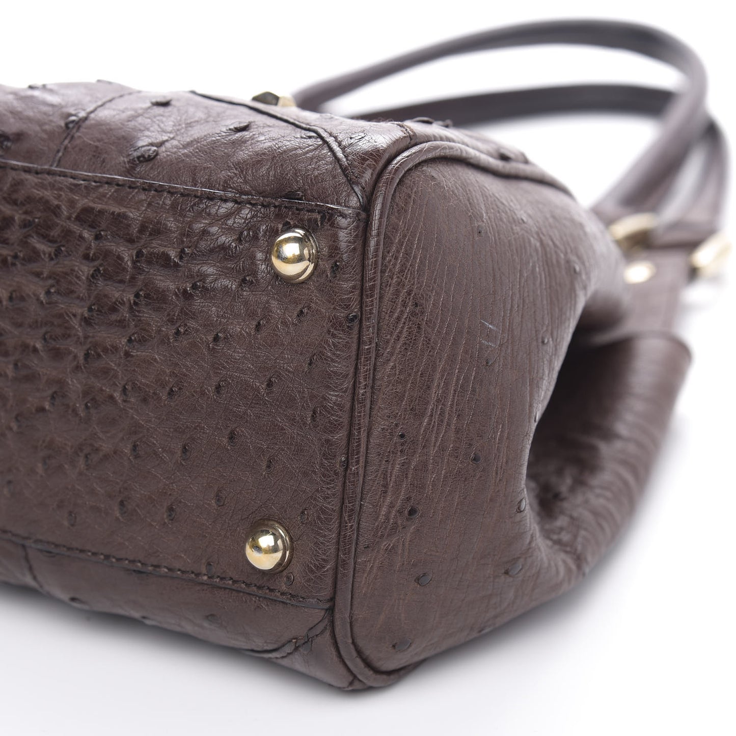 Ostrich Large Bardot Shoulder Bag Brown