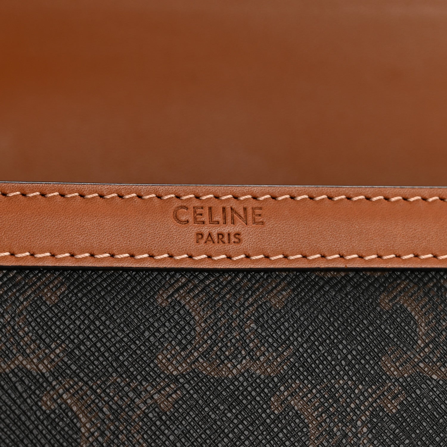 Celine Calfskin Triomphe Canvas Teen Triomphe Bag Tan 6 of 13